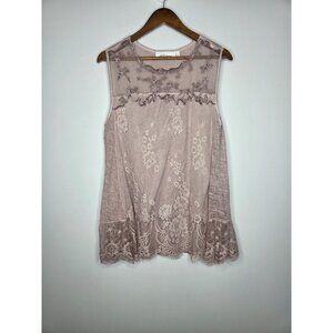 La Bellum Hillary Scott Womens Purple Lace Embroiderd Top Size M Soft Girl Fairy